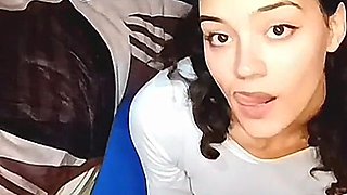 Sexy Latina Girl on Her Knees Asking You to Fill Her Mouth with Milk