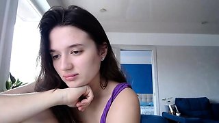 Beautiful teen brunette Jessica Sinn masturbates