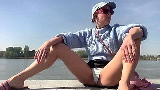 Hot MILF Lolacam Flashes Panties in Spring - Outdoor Exhibitionist Fun