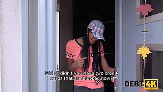 Debt4k. thoughtless girl avoids problems practicing xxx with the landlord