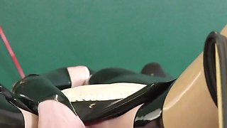 Cute Rubber Maid Girl Fucks Herself While Cleaning