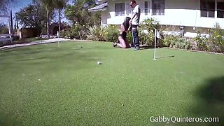 Mex MILF Gabby Quinteros Gobbles her Golf Instructors Cock