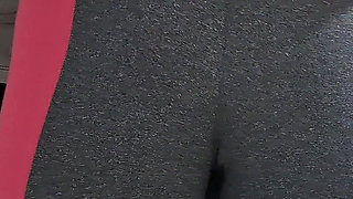 Masturbating Her Camel Toe on the Table with the Neighbor's Help