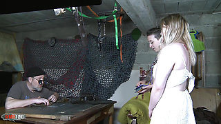 Game Boy Threesome: Blonde, Brunette, Deepthroat Cumshot