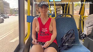 Topless In Public Bus - Anastasia Ocean And Emerald Ocean