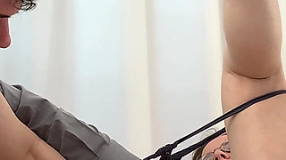 Student gets a private lesson on anatomy while on a field trip from his teacher