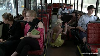 Bondage slut gets fucked on a public bus