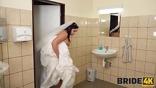 Brunette Bride Sofia Lee Cheats on Groom with Stranger in Locked Toilet - Big Tits, Big Ass, Stockings