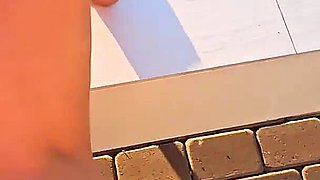 Big Boobs Fit Latina Get Caught Tanning Naked by the Pool