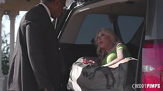 Special delivery of a big black cock for petite tattooed blonde Mayara Lopez