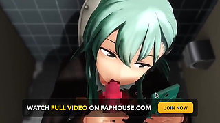 Emotionless Girl Handjob in the Toilet