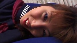 Cute school girl Kanako Enoki vibrator pleasures