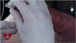 Perfect Extraction Of Sperm Directly From The Urethra. Close-up Of The Glass Straw Sounding