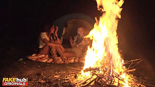 Cougar piano tutor with ideal Big Tits bangs student on camping trip - fakehub