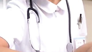 Japan nurses examine patents anus while pumping cock