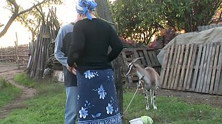 Granny Jenny gets banged outdoors by horny Steve in cfnm action