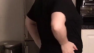 Sexy Stripping Leggings Top Bra and Knickers in the Kitchen