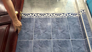 Stepmom Records Herself Pissing in a Bathroom in the Room