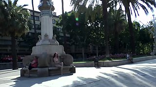 Amateur college teens outdoor oral fun