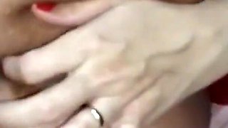 My wife and me at our bed I give a huge cumshot and she puts the milk inside her ass