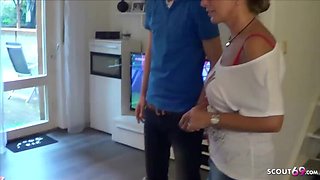 German Wife Fuck Young Deliver Guy and Cuckold Husband Watch
