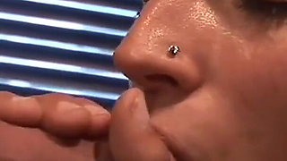 Old guy gets his cock sucked by pretty young babe