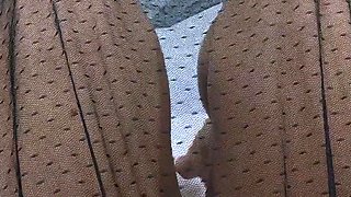 Glamour babe with big boobs masturbates in lingerie