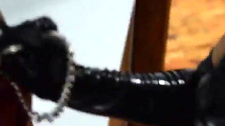 Latex slave girl dominated by sadistic mistress DominaFire