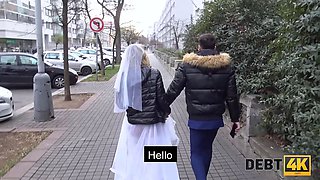 Debt4k. proficient debt collector arranges group sex with 3 nymphs
