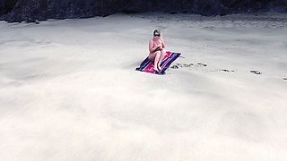 Sensual Nude Beach Goddess Captured by Drone - Ultimate Aerial Beauty