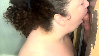 Glory hole blowjob busty amateur blonde fucking