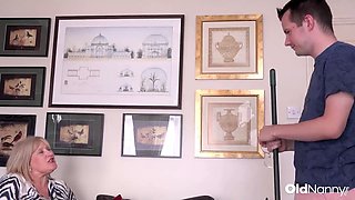 Cheeky Guy Harassed By Busty Mature In Hot Position