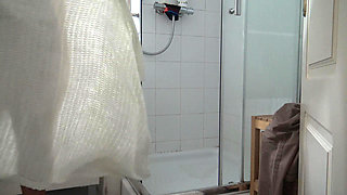 Horny Turkish Mom Masturbating While Watching Her Stepson Shower His Big Cock