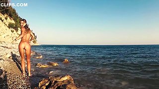 Outdoor Sex. Hot Russian Slut Nudist Girl Have Fun On The Wild Beaches