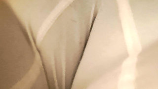 The Line of the MILF's Vagina Is Marked in Her Panties