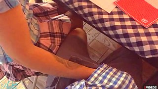 Shy Teen Gives Secret Handjob Under Desk in Class - Real Panties & Pantyhose