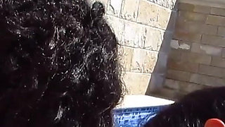 Insane Outdoor Jacuzzi Threesome with Hot Ebony and Hot Latina Bella Diosa and Kiki Minaj