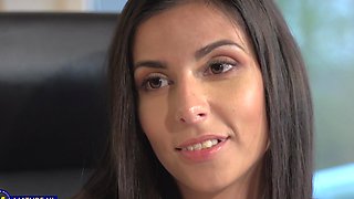 Brunette Angela Allison moans during sex with her dirty boss