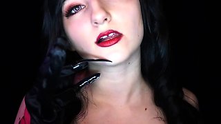 Busty brunette sucks and licks big cock in a close up