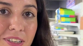 Cumwalk in Public Supermarket - Facial Fetish Outdoor Blowjob