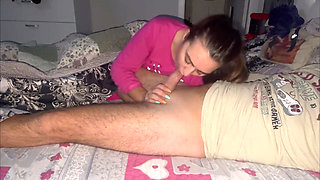 Morning Blowjob and Deepthroat with My Hot Wife