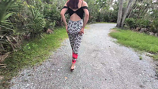 POV Redhead Flashing and Sex Outdoor