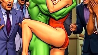 Slutty She-Hulk Nude Cartoon Lesbian Fuck with Muscular MILF in HD