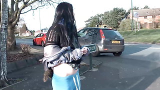 Fetish babe pissing in public