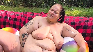 Beach Ball Fight She's Getting Wet From Her Pussy so Tight