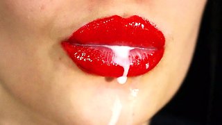 Milk Dripping Out From My Sexy Red Lips