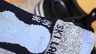 Bold & Unique: Sweaty Ski Socks, Sneakers & Black Jeans Tease