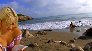 Amazing naked blonde on the beach ass fucked by a big cock