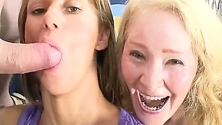 An Older Couple Meet A Young Blonde Strolling Around The