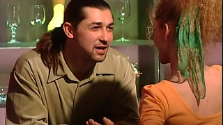 The Bravest of the Three Girlfriends in the Billiard Salon Gets a Blowjob From the Boss DJ
